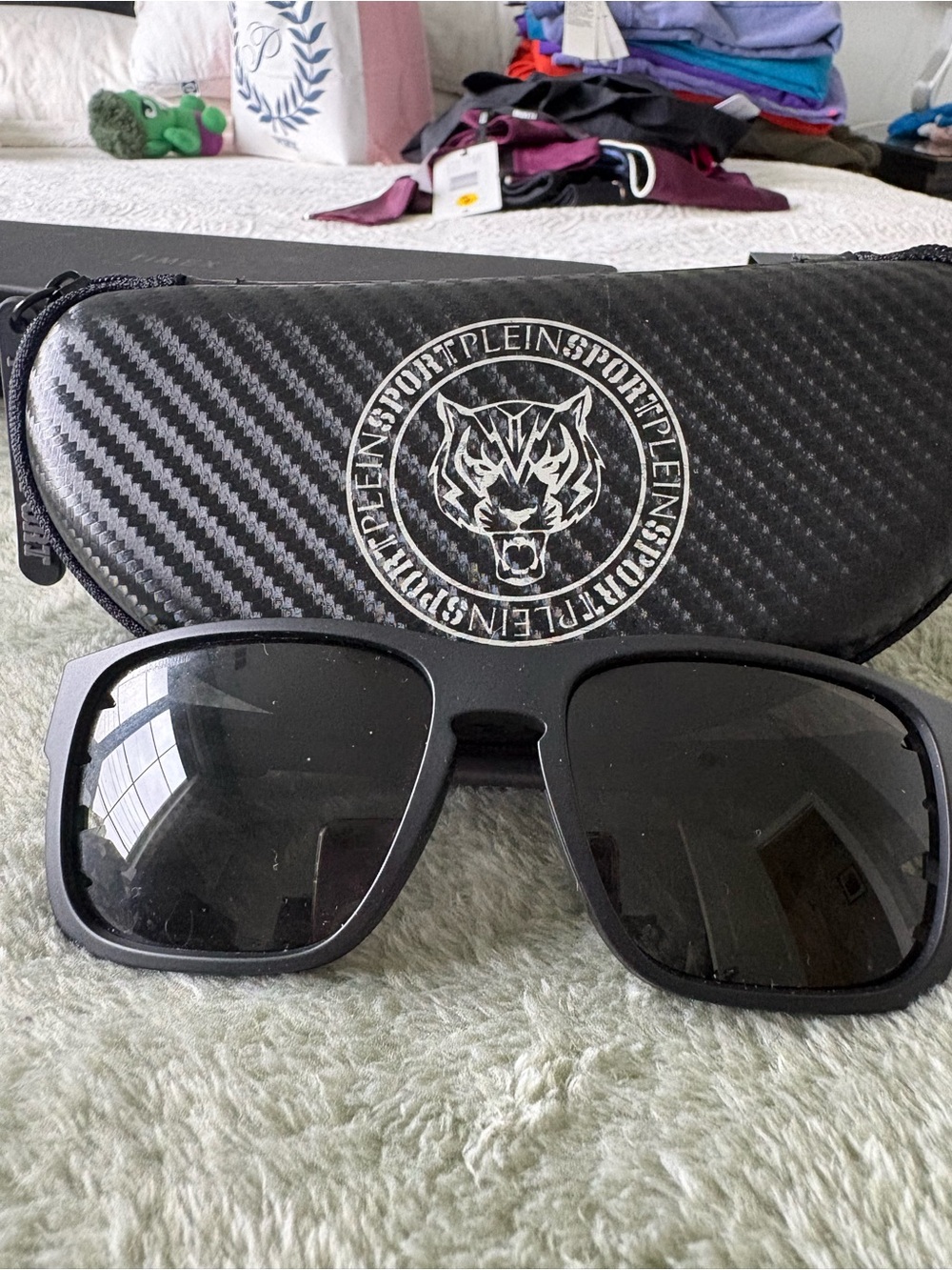 Plein Sport Black Sunglasses with Logo Case